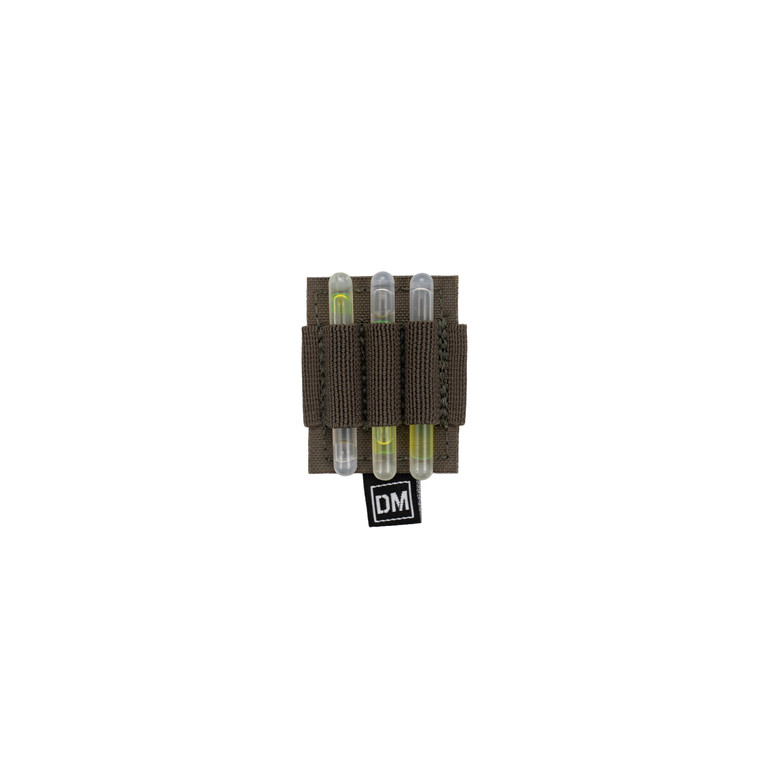 Front view of a tactical military style chemlight patch with chemlights inserted