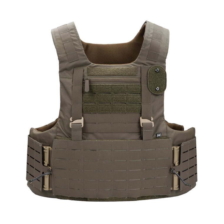 Front View of APOC in Ranger Green with included MOLLE placard