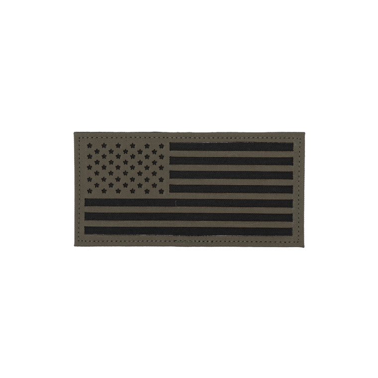 6"x 3" American Flag Patch with Ranger Green fabric and Black backer
