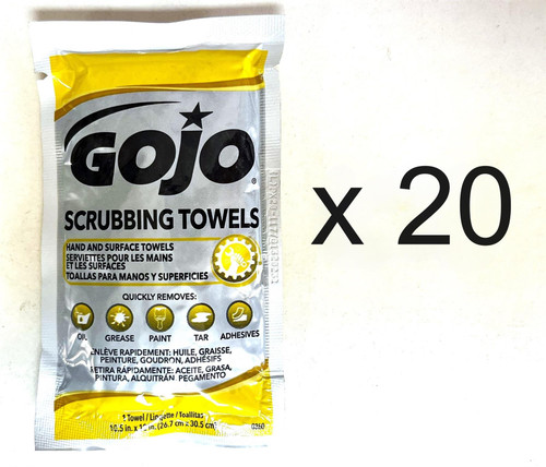 GOJO 6380 Hand SCRUBBING TOWELS 20 Count INDIVIDUALLY PKG
