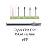 Carbide Burs. FG-699-L Taper Flat End X-Cut Fissure. 10 pcs.