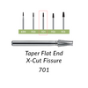 Carbide Burs. FG-701-L Taper Flat End X-Cut Fissure. 10 pcs.