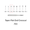 Carbide Burs. FG-701 Taper Flat End Crosscut. Clinic Pack of 100 pcs/bag