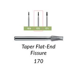 Carbide Burs. FG-170-L Taper Flat-End Fissure. 10 pcs.