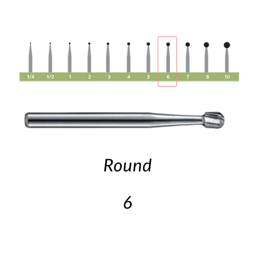 Carbide Burs. RA-6 Round. Clinic Pack of 100/bag