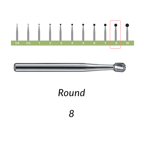 Carbide Burs. FG-8 OS Round. 10 pcs.