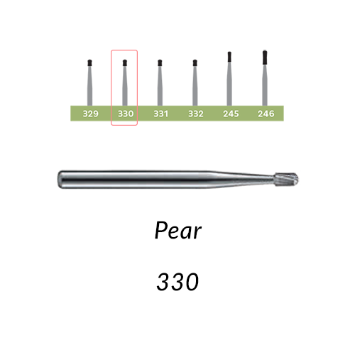 Carbide Burs. FG-330 Short Shank, Pear. 10 pcs.