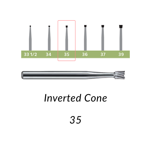 Carbide Burs. FG-35 Short Shank Inverted Cone. 10 pcs.