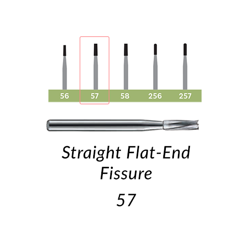 Carbide Burs. FG-57 Straight Flat-End Fissure. Clinic Pack of 100/bag