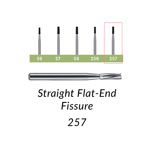 Carbide Burs. FG-257 Straight Flat-End Fissure. 10 pcs.