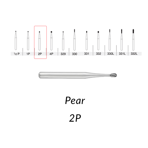 Carbide Burs. FG-2P Pear Shape. 10 pcs.