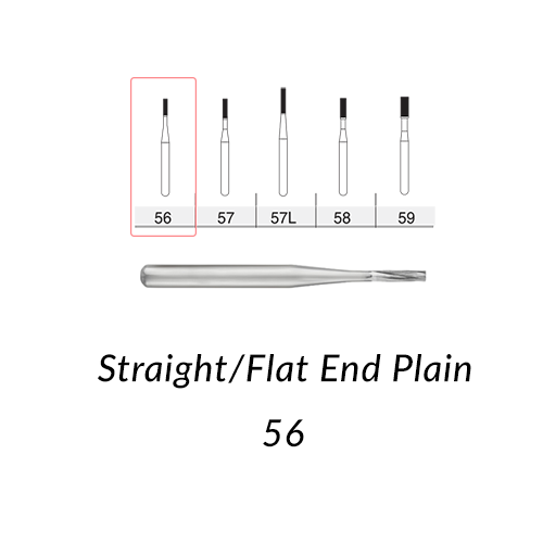 Carbide Burs. FG-56 Short Shank  Straight Flat End Clinic Pack of 100 pcs/bag