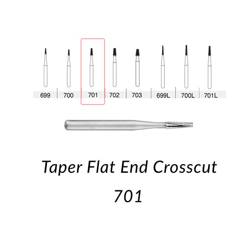 Carbide Burs. FG-701 Short Shank Taper Flat End Crosscut. 10 pcs.