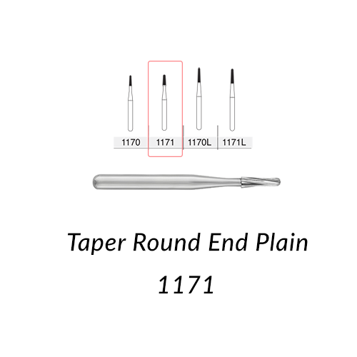 Carbide Burs. FG-1171 Taper Round End Plain. 10 pcs.