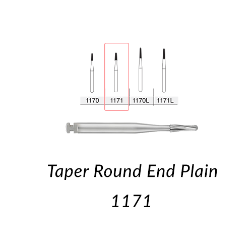 Carbide Burs. RA-1171 Taper Round End Plain. 10 pcs.