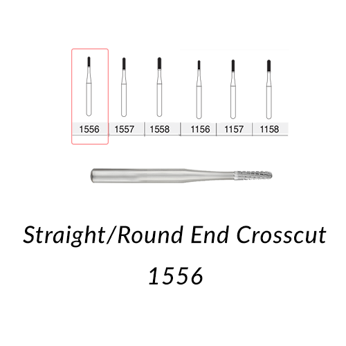Carbide Burs. FG-1556 Short Shank  Straight Round End Crosscut. 10 pcs.