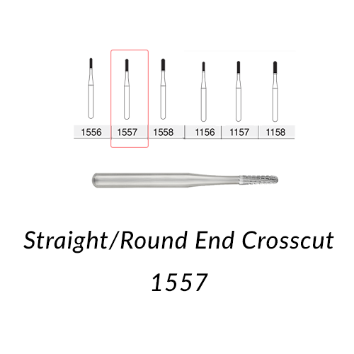 Carbide Burs. FG-1557 Short Shank  Straight Round End Crosscut. 10 pcs.