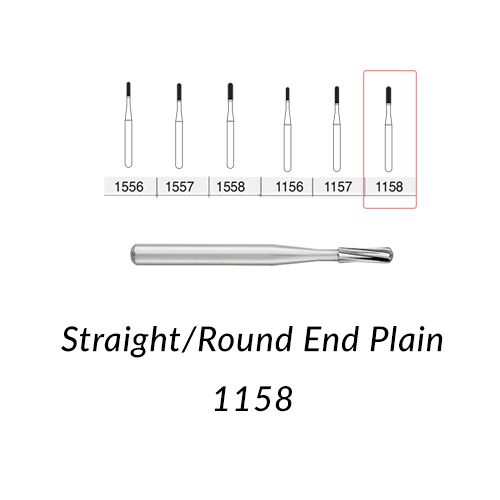 Carbide Burs. FG-1158 Short Shank  Straight Round End Plain. 10 pcs.