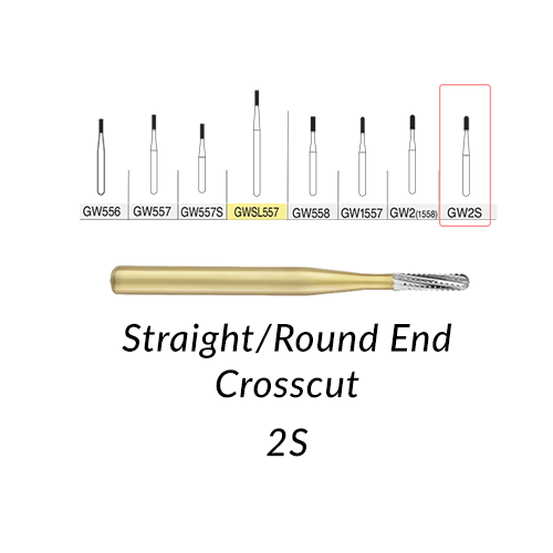 Great White Burs. GW2S Straight/Round End Crosscut 10 pcs.