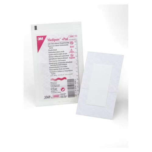 Medipore +Pad Soft Cloth Wound Dressing 3-1/2x6" Sterile Adhesive NAdh LF