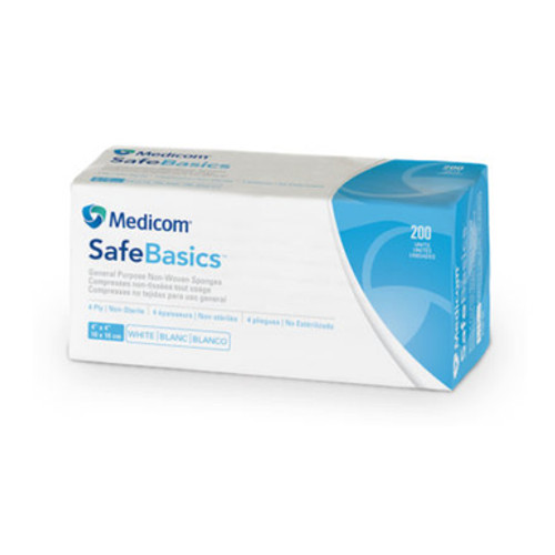 SafeBasics General Purpose Non-Woven Sponges, 4x4, 4 Ply, 2000/Case