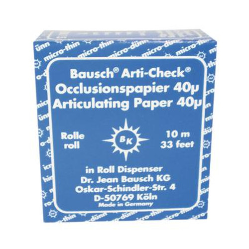 Bausch Micro-Thin .0016" (40 microns) BLUE Articulating Paper, 22 mm x 10 meter Roll.