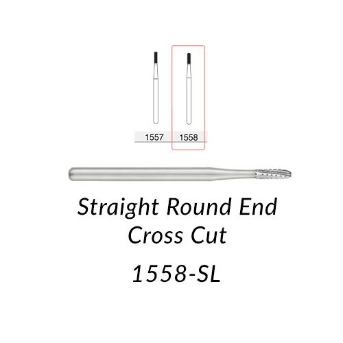 Carbide Burs. FG-1558-SL Straight Round End Crosscut. 5 pcs.