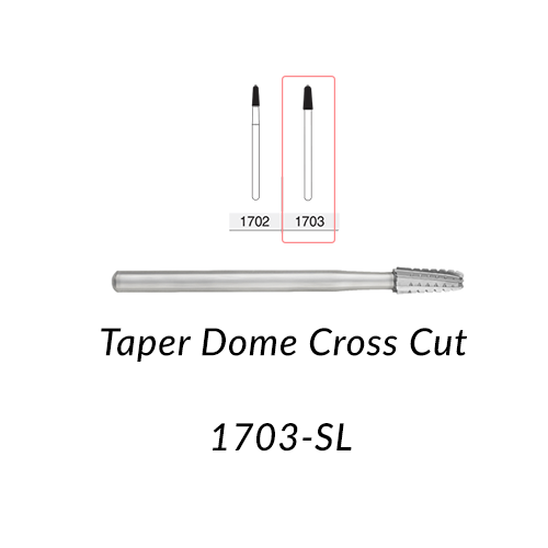 Carbide Burs. FG-1703-SL Taper Dome Crosscut. 5 pcs.