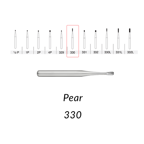 Carbide Burs. FG-330 Pear Shape. Clinic Pack of 100 pcs/bag