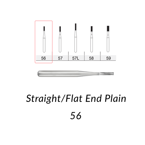 Carbide Burs. FG-56 Straight Flat End 10 pcs.