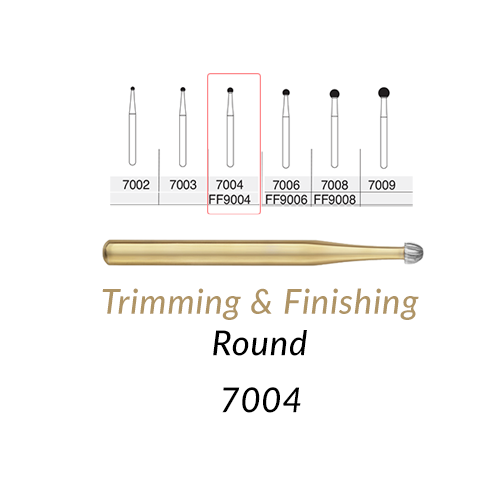 Carbide Burs. FG-7004 12 Blades Round Trimming & Finishing. 5 pcs.