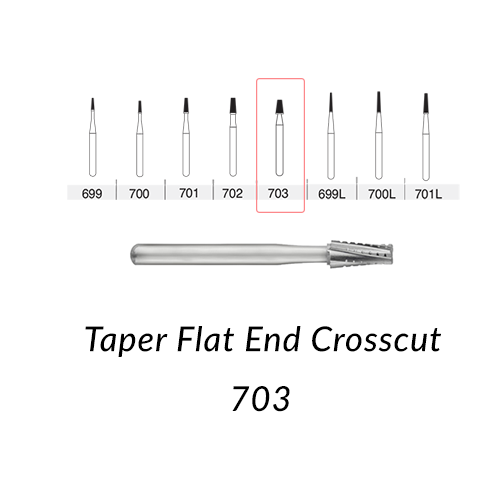 Carbide Burs. FG-703 Taper Flat End Crosscut. 10 pcs.