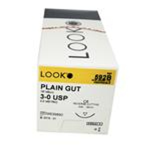 Sutures. Plain Gut. 592B 3-0 18" C-6 3/8 Circle 19mm 12/Pack