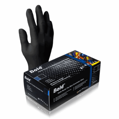 Bold Black Gloves Nitrile PF, 100/Box