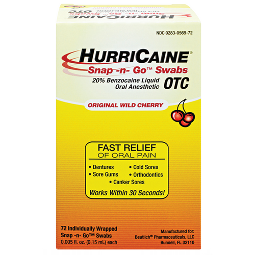 Hurricaine Snap-Go-Swabs .15ml 72/Bx