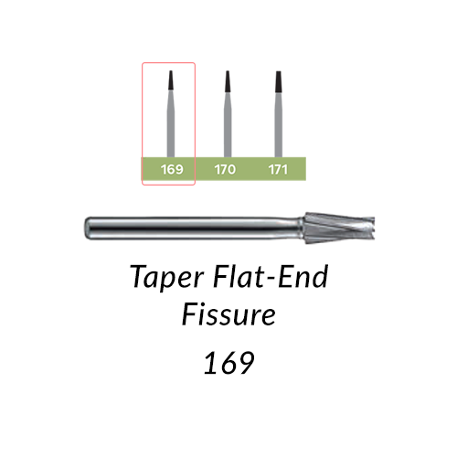 Carbide Burs. FG-169 Taper Flat-End Fissure. 10 pcs.