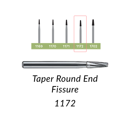 Carbide Burs. FG-1172 Taper Round End Fissure. 10 pcs.