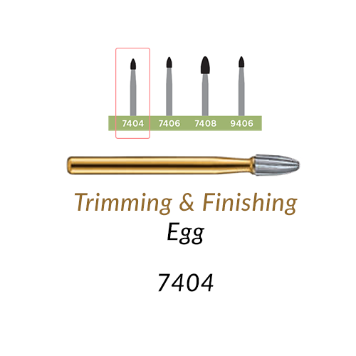 Carbide Burs. FG-7404 T&F 12-blades Egg. 10 pcs.