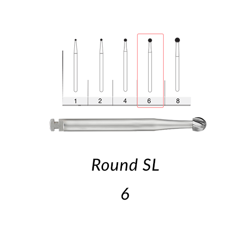 SS White Carbide Burs. RA-6-SL Round. 5 pcs.