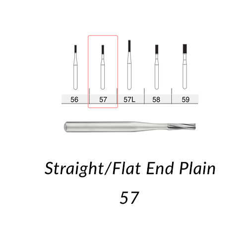 SS White Carbide Burs. FG-57 Short Shank  Straight Flat End 10 pcs.