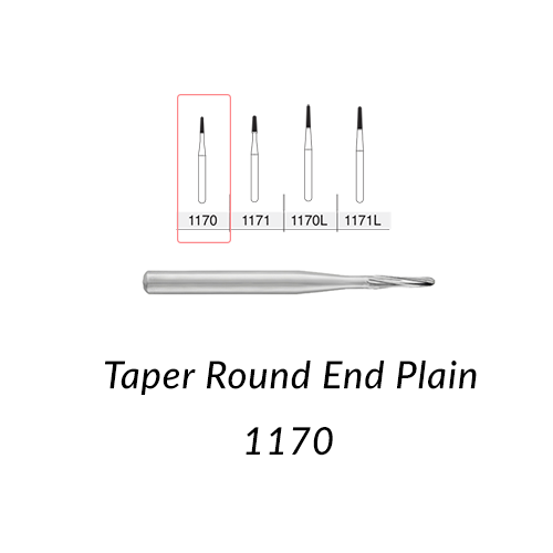 SS White Carbide Burs. FG-1170 Taper/Round End Plain Fissure. Clinic Pack of 100 pcs/bag