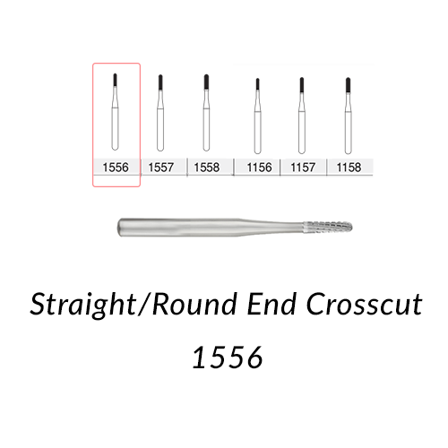 SS White Carbide Burs. FG-1556 Short Shank  Straight Round End Crosscut. Clinic Pack of 100 pcs/bag