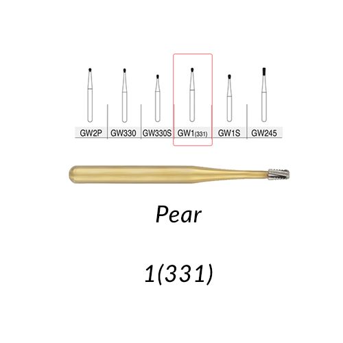 Great White Burs. GW1(331) Pear Clinic Pack of 100 pcs/bag