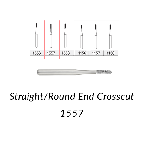 SS White Carbide Burs. FG-1557 Straight Round End Crosscut. Clinic Pack of 100 pcs/bag