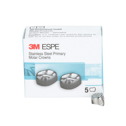 3M ESPE Stainless Steel Primary Molar Crowns, Lower Left First Primary Molar, 5 Crowns