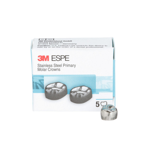 3M ESPE Stainless Steel Primary Molar Crowns, Upper Left First Primary Molar, 5 Crowns