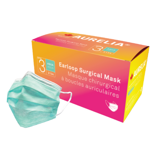 Aurelia Surgical Masks, AQUA, ASTM Level 3, Made in Canada Aurelia Surgical Masks, AQUA, ASTM Level 3, Made in Canada