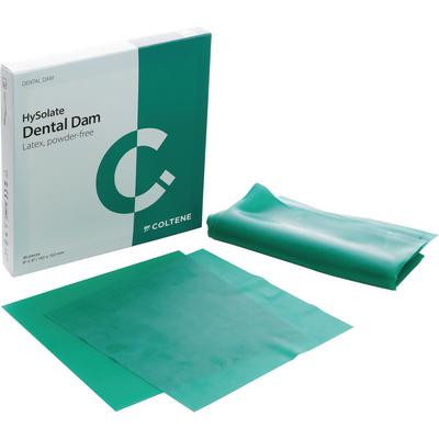 HySolate Latex Dental Dam, Green, 6" x 6", 36 Sheets