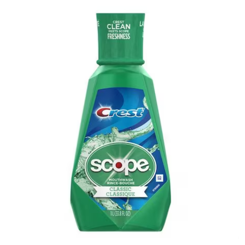 Scope Crest Mouthwash, Classic Original Mint, 1 L, 6/Case