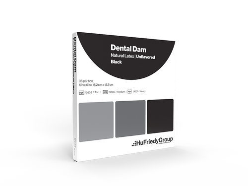 Dental Dam, Latex, Thin, Black, Unflvrd, 36/Box